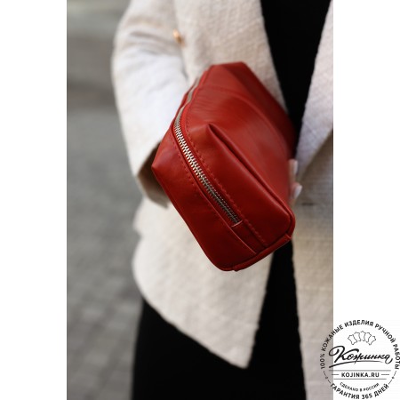 Кожаная косметичка "Бамбина" (рыжая)